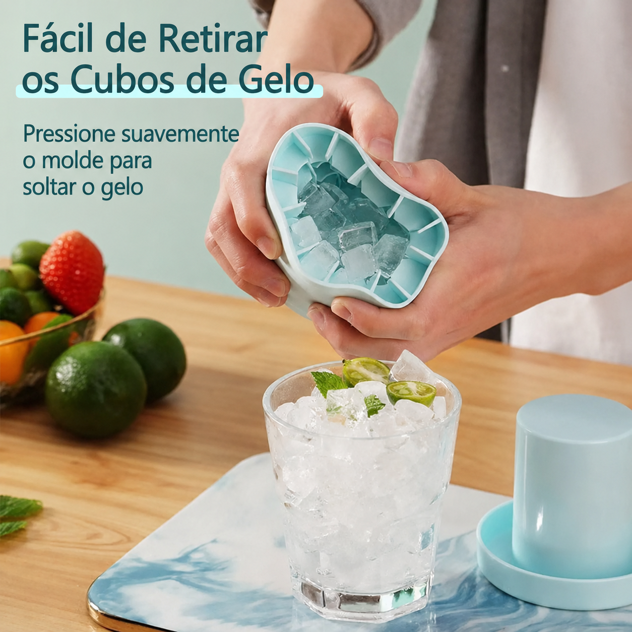 Forma de Gelo em Silicone com Reservatório