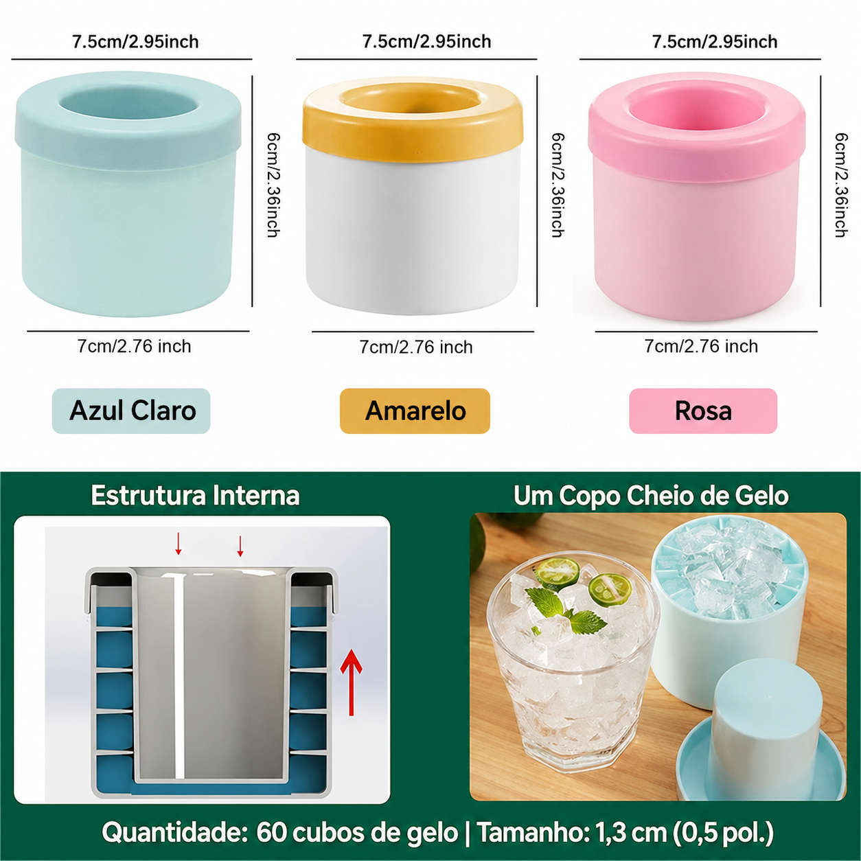 Forma de Gelo em Silicone com Reservatório