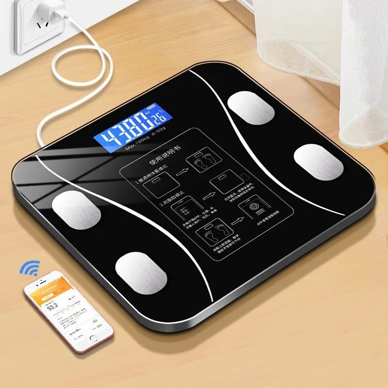 Bluetooth Digital Body Bioimpedance Scale 180kg Smart Bluetooth Electronic Scale for Human Weight Measurement and Charging