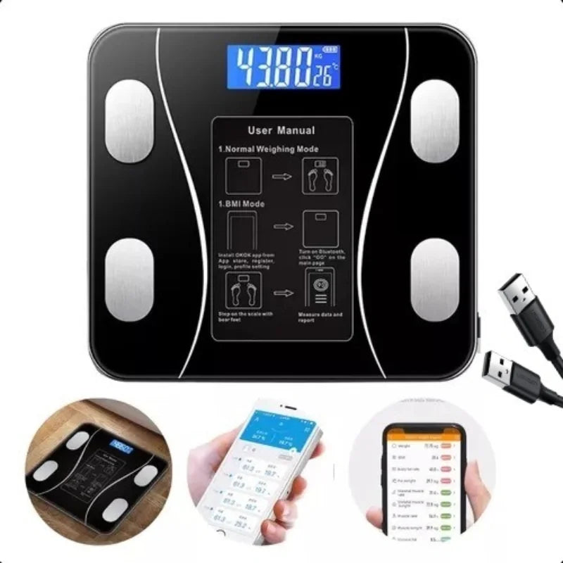 Bluetooth Digital Body Bioimpedance Scale 180kg Smart Bluetooth Electronic Scale for Human Weight Measurement and Charging