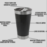473ml Thermal Cup with Lid and Opener-Ideal for Hot or Cold Drinks