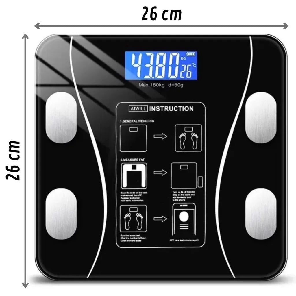 Bluetooth Digital Body Bioimpedance Scale 180kg Smart Bluetooth Electronic Scale for Human Weight Measurement and Charging
