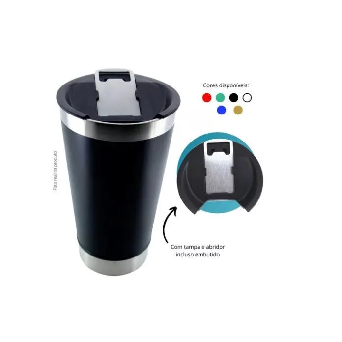 473ml Thermal Cup with Lid and Opener-Ideal for Hot or Cold Drinks