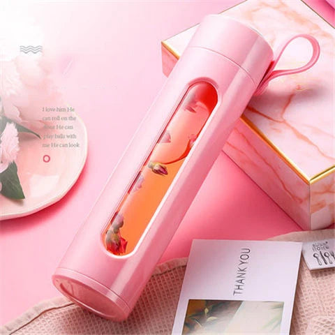 Portable Water Bottle Glass 520/650/1000ml Large Capacity Cup Fitness Outdoor Sports Leak-proof Bike Climbing Camping