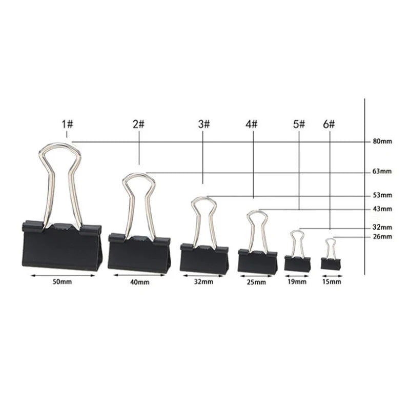 Kit com 10 Prendedores de Papel Metálicos Pretos