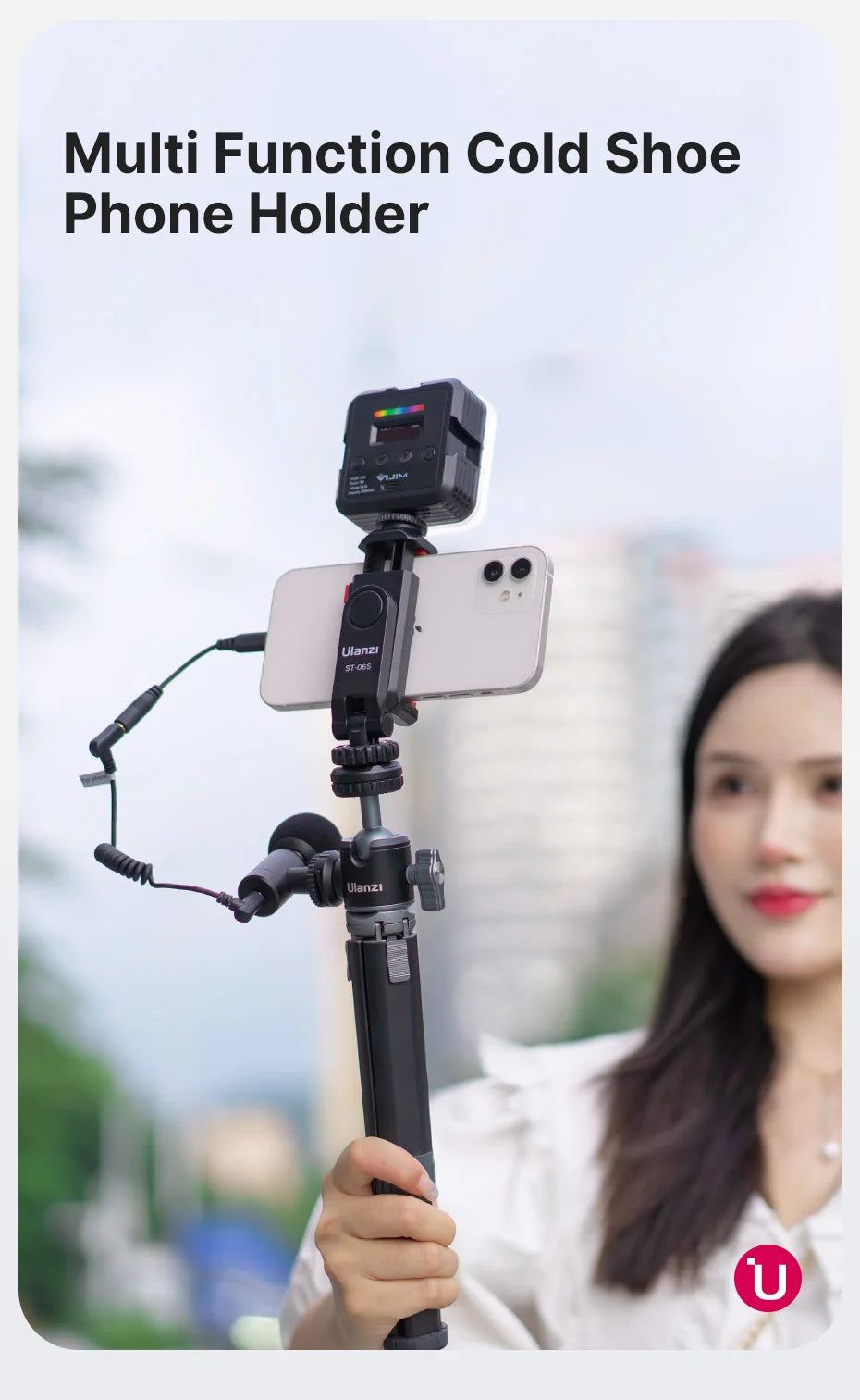 Ulanzi ST-06S Vertical Shooting Phone Mount Holder DSLR Camera Monitor Mount Tripod Mount Clamp for Smartphone Video Vlog