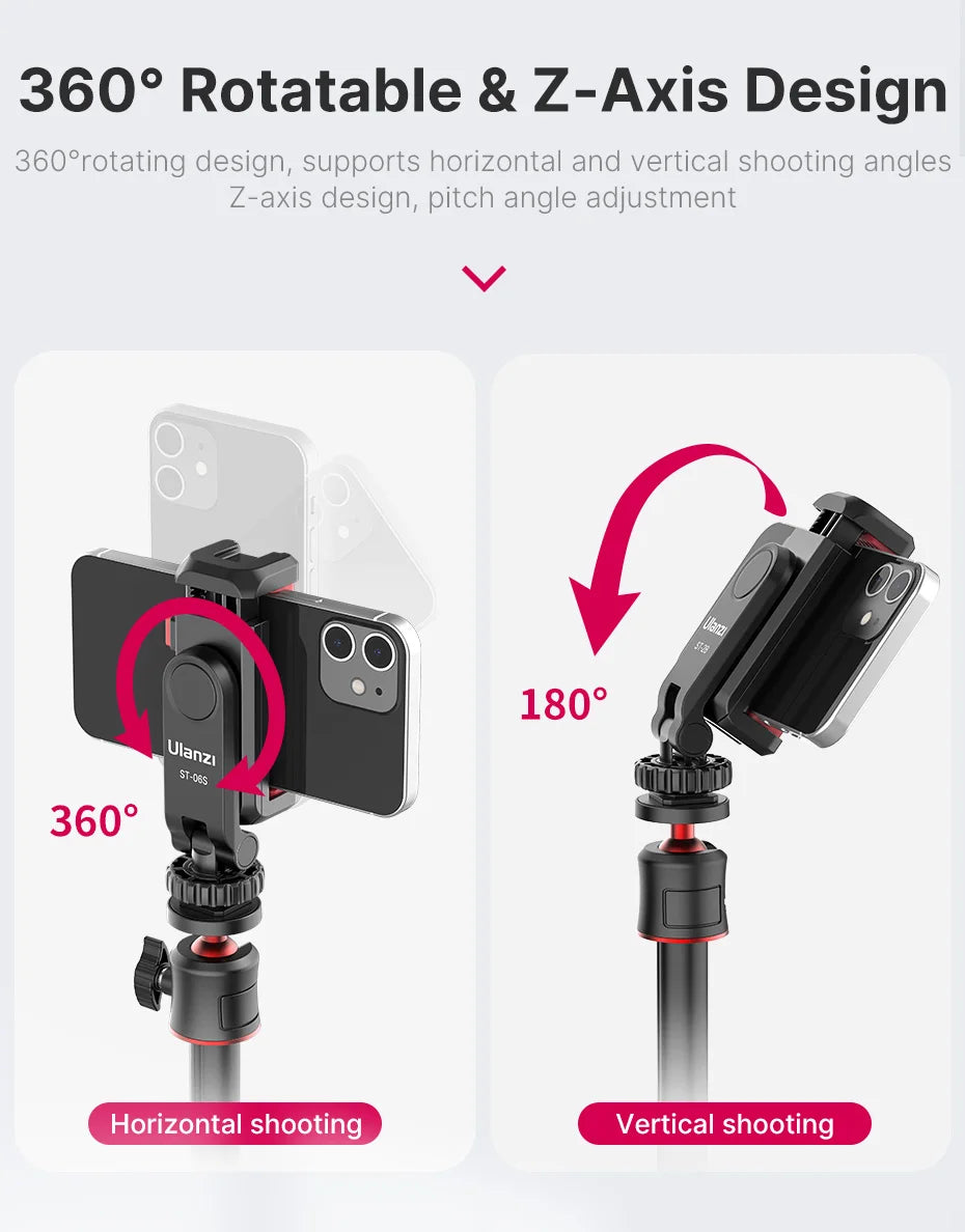 Ulanzi ST-06S Vertical Shooting Phone Mount Holder DSLR Camera Monitor Mount Tripod Mount Clamp for Smartphone Video Vlog
