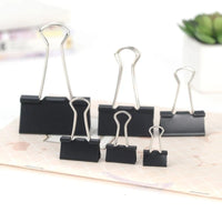 Kit com 10 Prendedores de Papel Metálicos Pretos