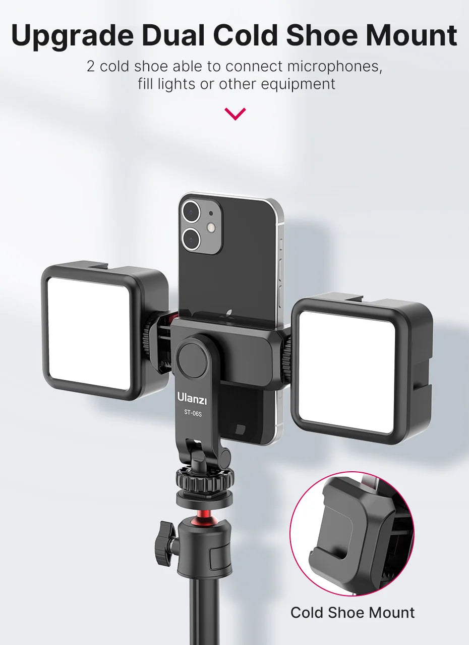 Ulanzi ST-06S Vertical Shooting Phone Mount Holder DSLR Camera Monitor Mount Tripod Mount Clamp for Smartphone Video Vlog
