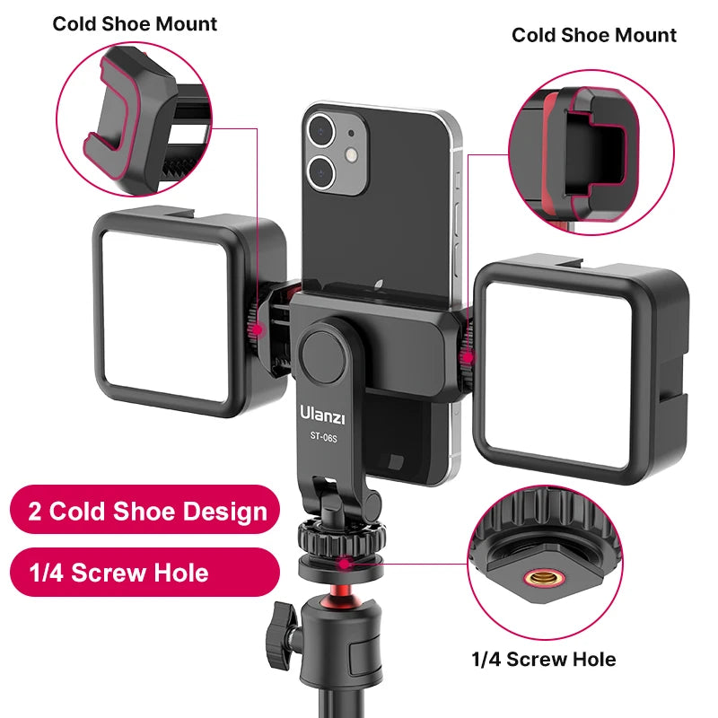 Ulanzi ST-06S Vertical Shooting Phone Mount Holder DSLR Camera Monitor Mount Tripod Mount Clamp for Smartphone Video Vlog
