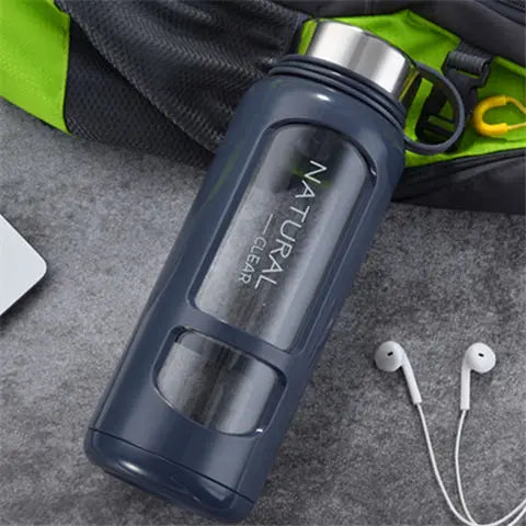 Portable Water Bottle Glass 520/650/1000ml Large Capacity Cup Fitness Outdoor Sports Leak-proof Bike Climbing Camping