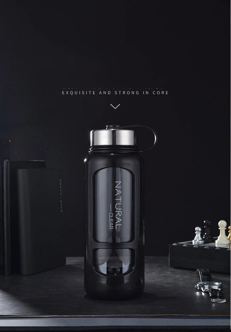 Portable Water Bottle Glass 520/650/1000ml Large Capacity Cup Fitness Outdoor Sports Leak-proof Bike Climbing Camping