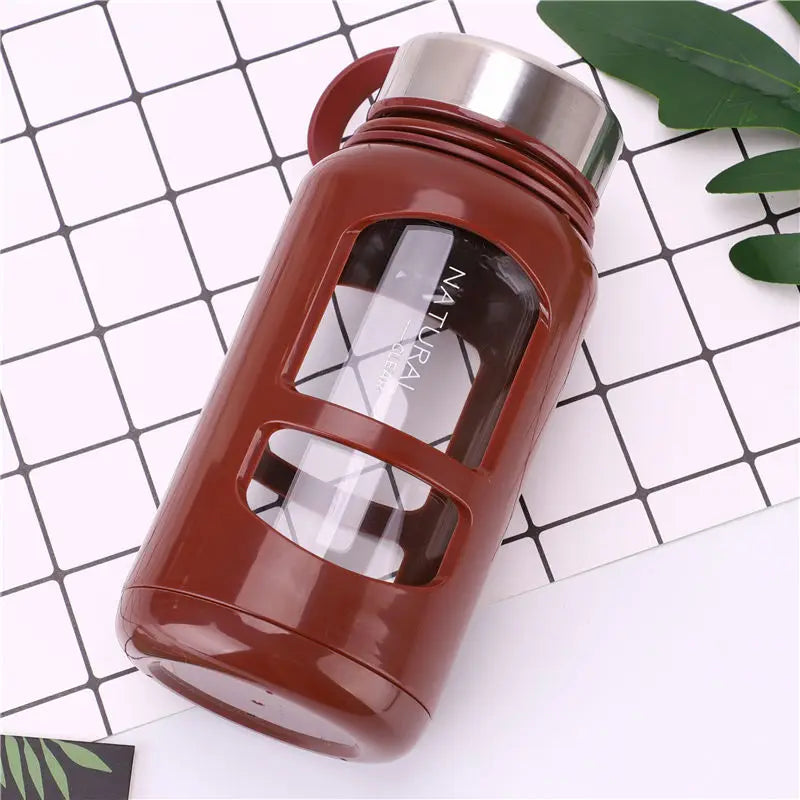 Portable Water Bottle Glass 520/650/1000ml Large Capacity Cup Fitness Outdoor Sports Leak-proof Bike Climbing Camping