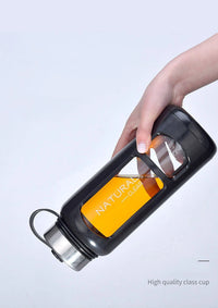 Portable Water Bottle Glass 520/650/1000ml Large Capacity Cup Fitness Outdoor Sports Leak-proof Bike Climbing Camping