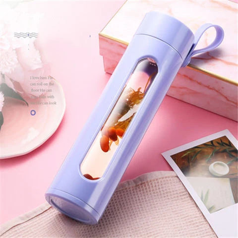 Portable Water Bottle Glass 520/650/1000ml Large Capacity Cup Fitness Outdoor Sports Leak-proof Bike Climbing Camping