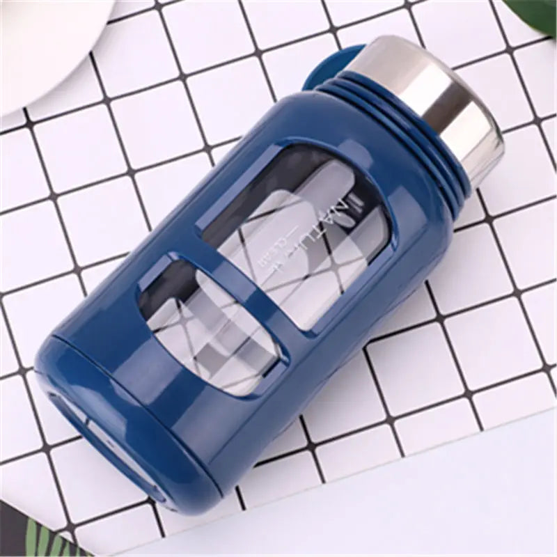 Portable Water Bottle Glass 520/650/1000ml Large Capacity Cup Fitness Outdoor Sports Leak-proof Bike Climbing Camping
