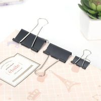 Kit com 10 Prendedores de Papel Metálicos Pretos