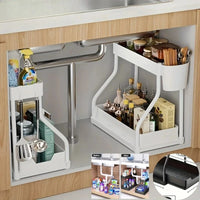 Space Saving 2 Tier Under Sink Organizer Pull Out Durable Storage Box For Kitchen Bathroom Large Capacity Drawer Organizer
