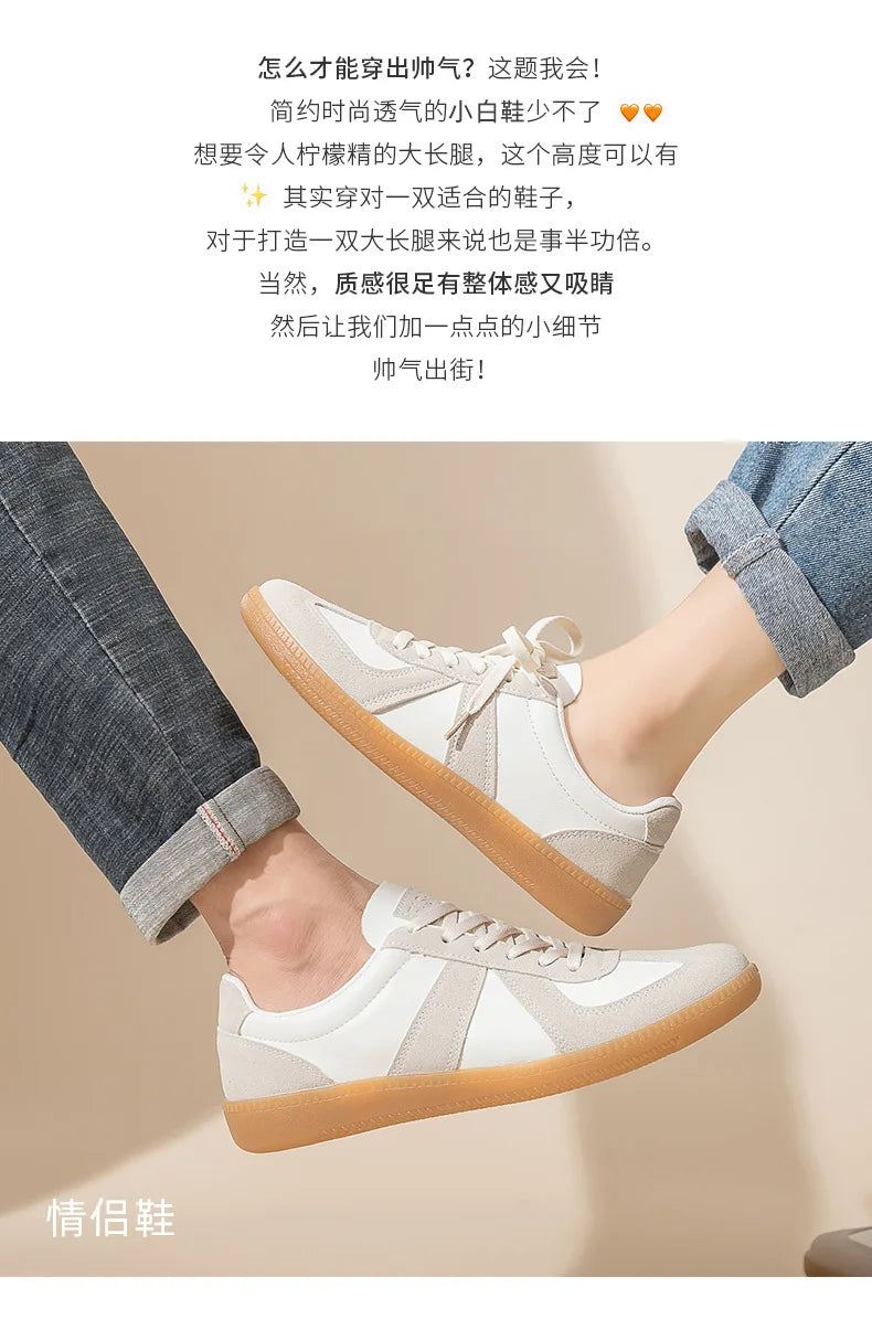 Unisex German Army Trainers Shoes Versatile White Casual Shoes 2026 Spring Retro Sneakers Couples Platform Sports Shoes