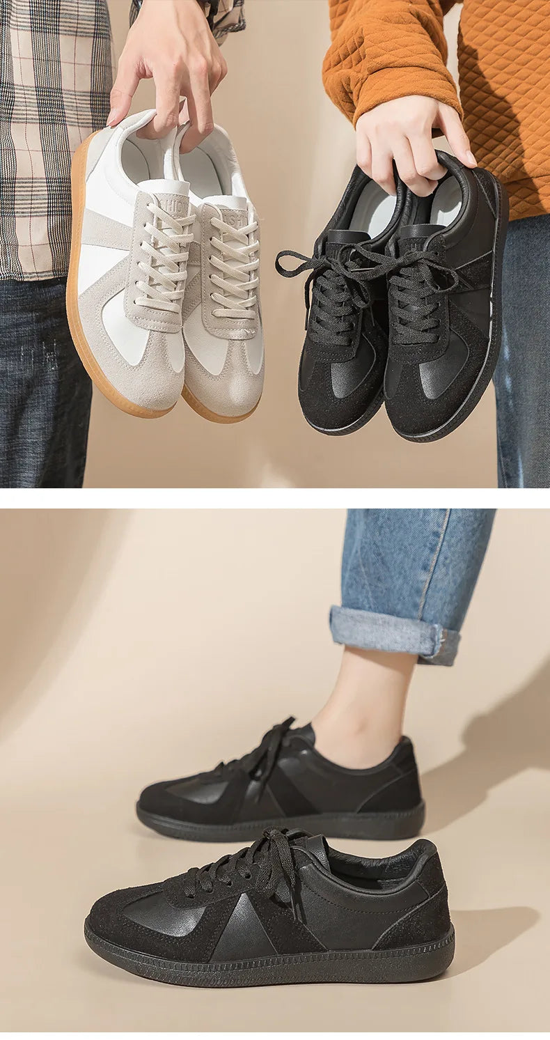 Unisex German Army Trainers Shoes Versatile White Casual Shoes 2026 Spring Retro Sneakers Couples Platform Sports Shoes