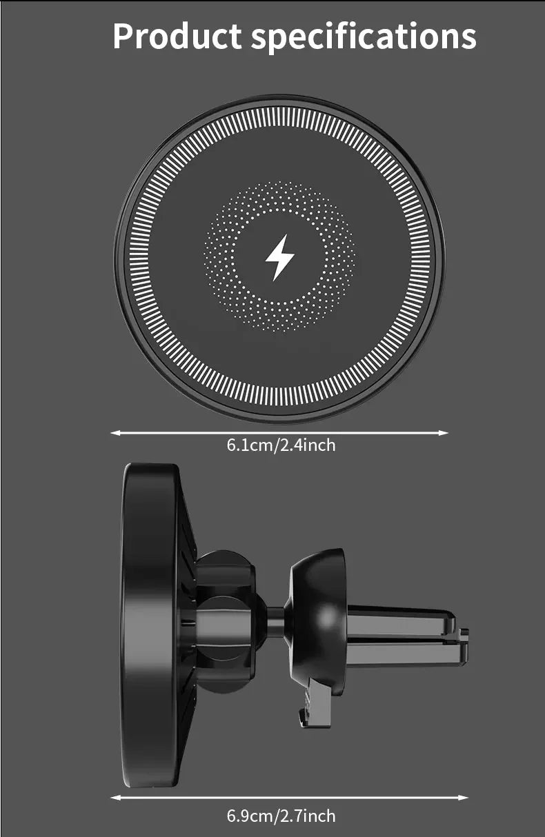 Magnetic Wireless Car Charger Air Vent Phone Holder Stand For iPhone 17 16 Pro Max 15 14 13 12 Fast Charging Cellphone Bracket