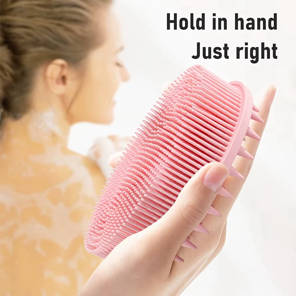 Exfoliating Sponge Dead Body Scrubber Skin Head Washing Brush Comb Silicone Bristle Bath Brush Scalp Massager Bath Tool Hygienic