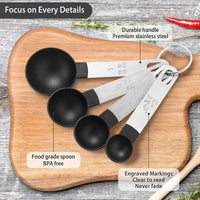 8pcs Measuring Cups & Spoons Set,Stackable Nesting Measure Cups with Stainless Steel Handle,Kitchen Gadgets for Cooking & Baking