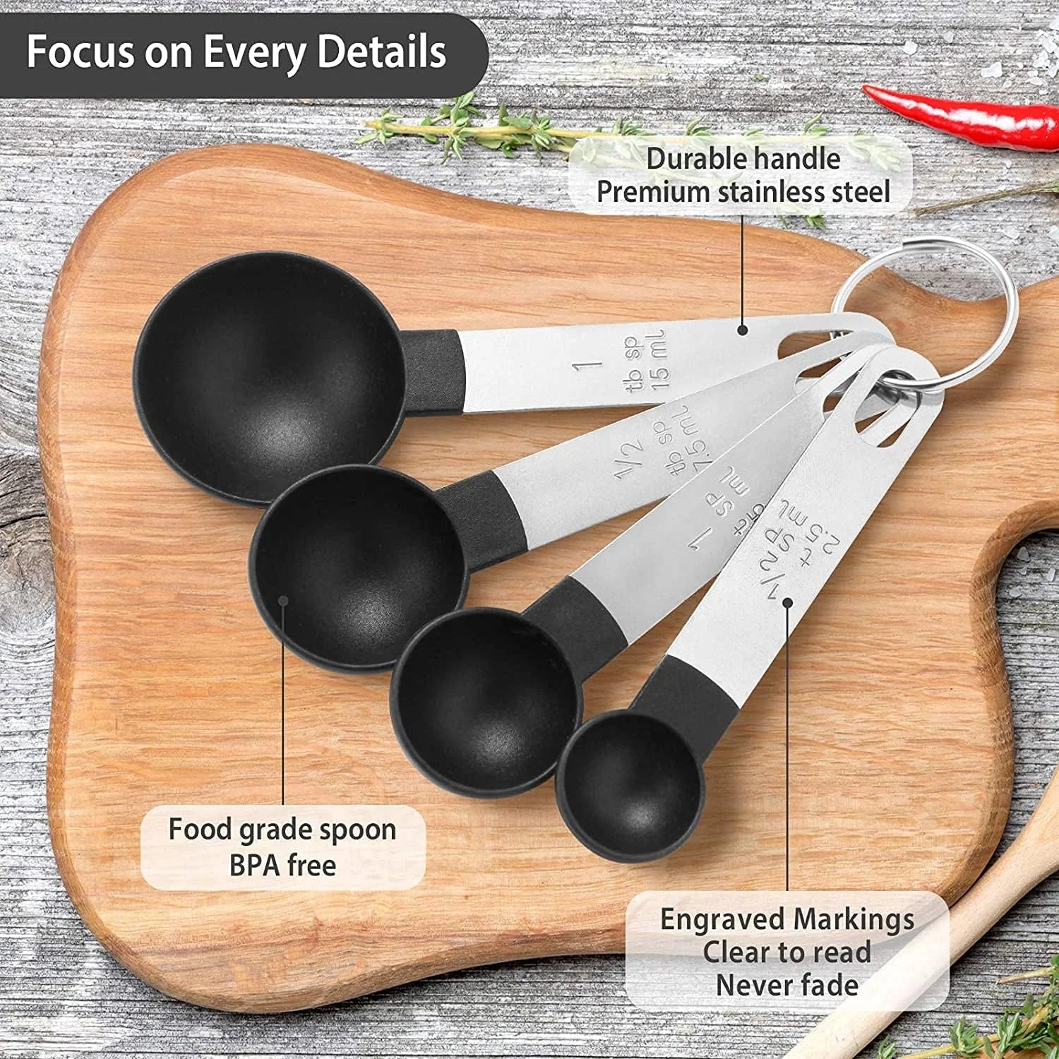 8pcs Measuring Cups & Spoons Set,Stackable Nesting Measure Cups with Stainless Steel Handle,Kitchen Gadgets for Cooking & Baking