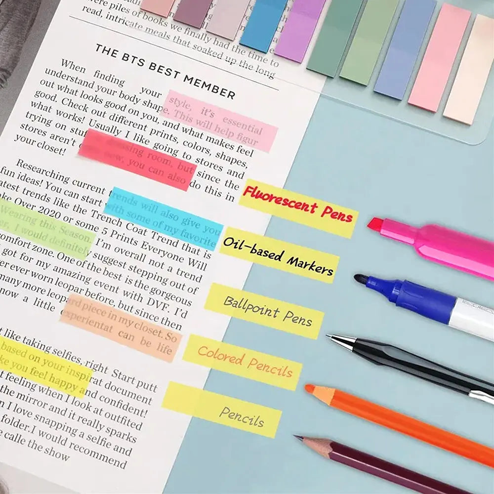 Marcadores Adesivos Transparentes Coloridos com 200 Folhas