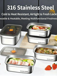 Large Capacity Stainless Steel Leak Proof Sealed Bento Box Microwave Safe for Camping Fridge Freezer Food Storage