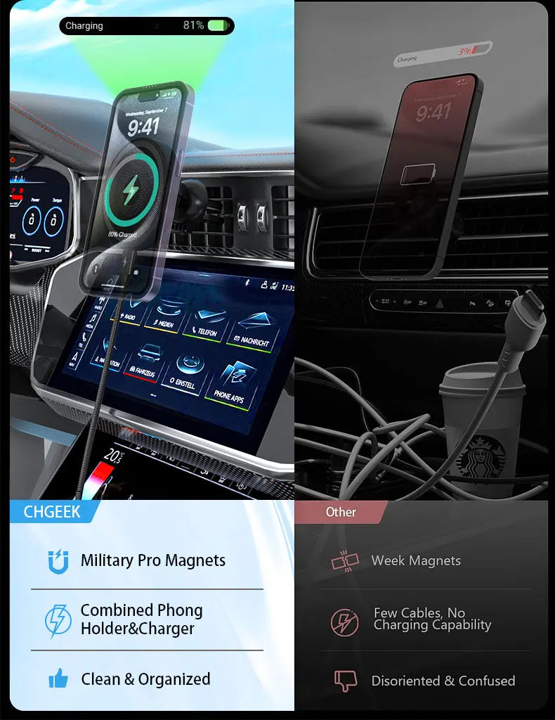 Magnetic Wireless Car Charger Air Vent Phone Holder Stand For iPhone 17 16 Pro Max 15 14 13 12 Fast Charging Cellphone Bracket