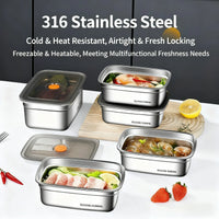 Large Capacity Stainless Steel Leak Proof Sealed Bento Box Microwave Safe for Camping Fridge Freezer Food Storage