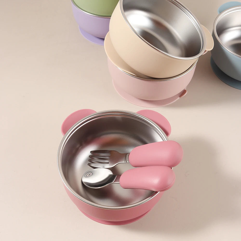Tigela Infantil com Ventosa e Design Ursinho