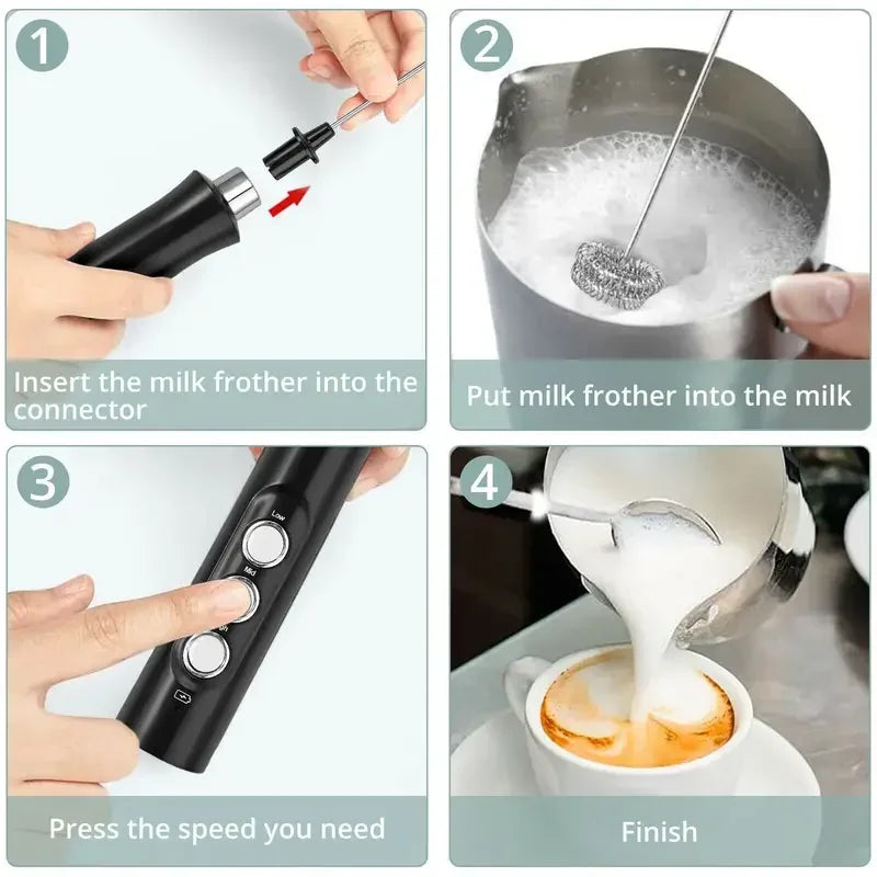 Mixer Elétrico  Recarregável USB com 3 Velocidades