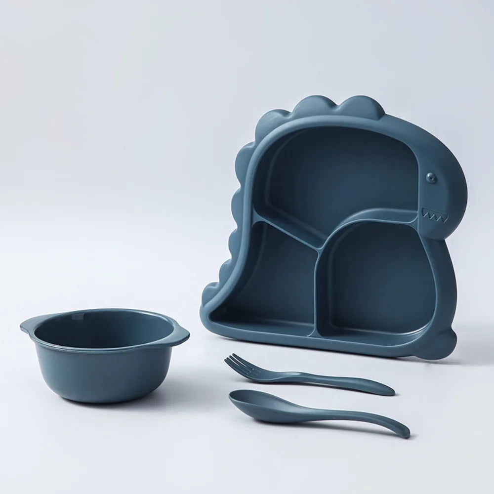 Kit de Alimentação Infantil Dinossauro com Prato, Tigela e Talheres