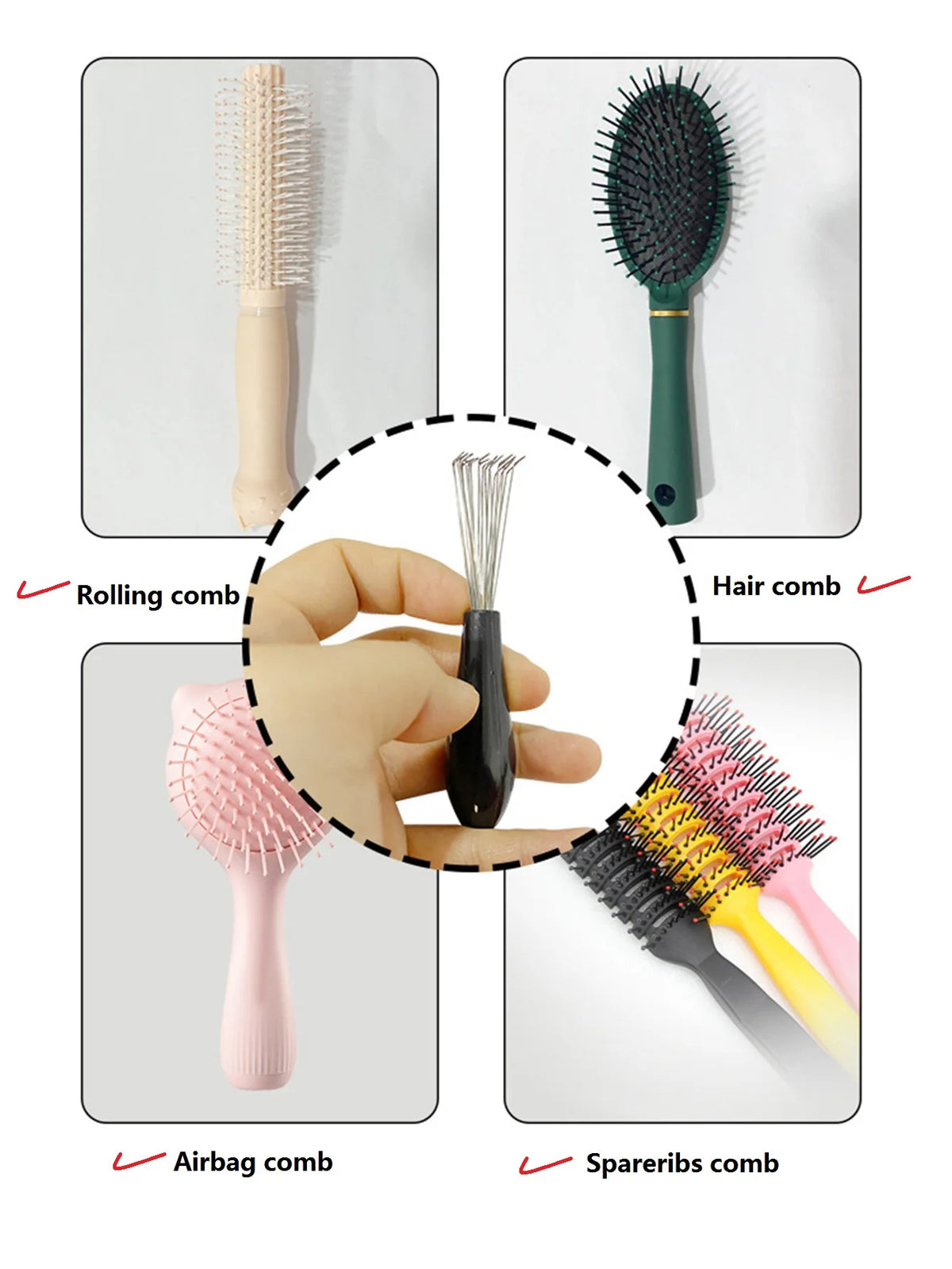 Comb Hair Brush Cleaner Plastic Handle Cleaning Brush Remover Embedded Beauty Tools Cleaning Products Cleaning Supplies
