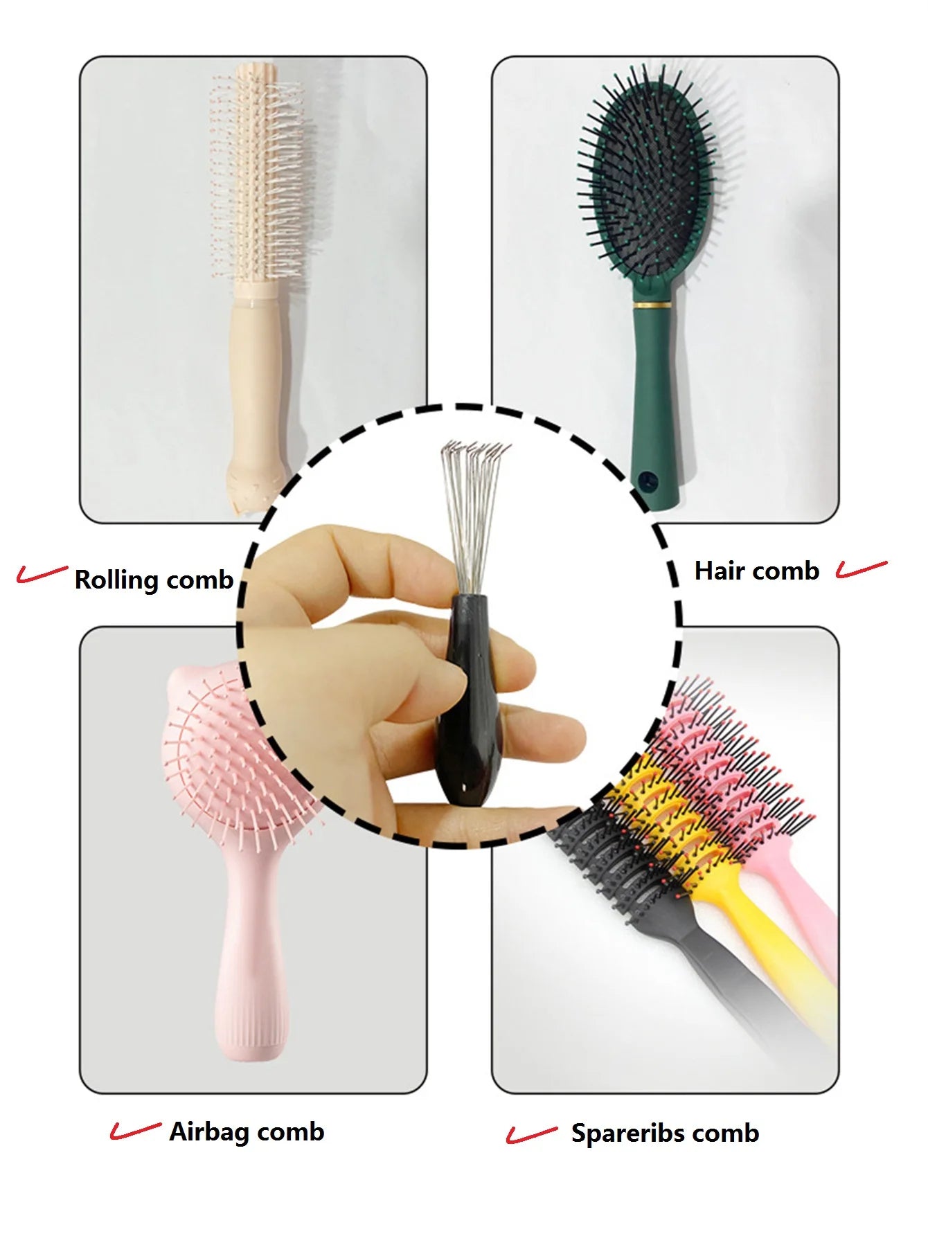 Comb Hair Brush Cleaner Plastic Handle Cleaning Brush Remover Embedded Beauty Tools Cleaning Products Cleaning Supplies