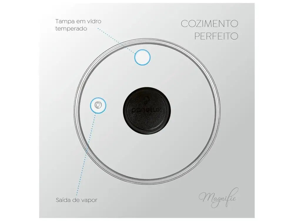 Frigideira Antiaderente Panelux de Alumínio Com Tampa Magnific Grafite 22cm
