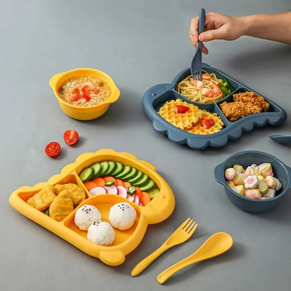 Kit de Alimentação Infantil Dinossauro com Prato, Tigela e Talheres