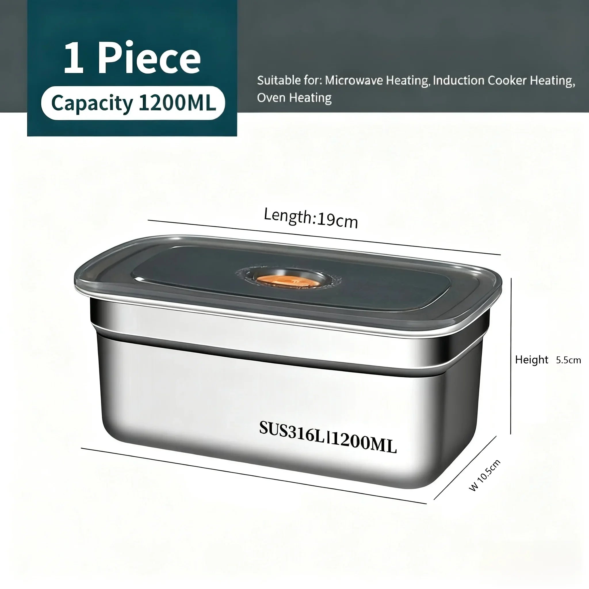 Large Capacity Stainless Steel Leak Proof Sealed Bento Box Microwave Safe for Camping Fridge Freezer Food Storage