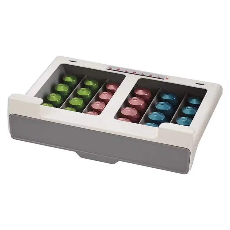 Capsule Coffee Tea Bag Storage Rack, Small Drawer Organizer Box, No Drilling Required, Space-Saving Storage Box