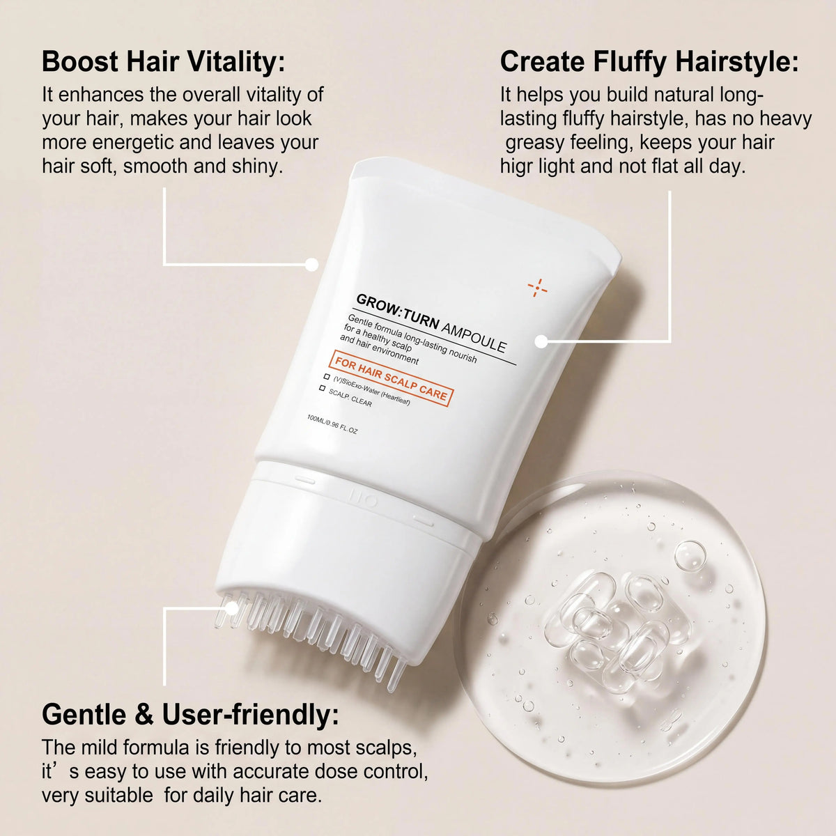 Volumizing Hair Serum Deep Nourish Care Repair Damaged Hair Roots Improve Scalp Environment Scalp Massager With Built-In Brush