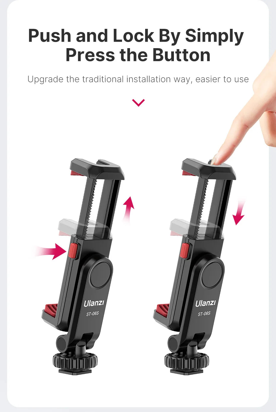 Ulanzi ST-06S Vertical Shooting Phone Mount Holder DSLR Camera Monitor Mount Tripod Mount Clamp for Smartphone Video Vlog
