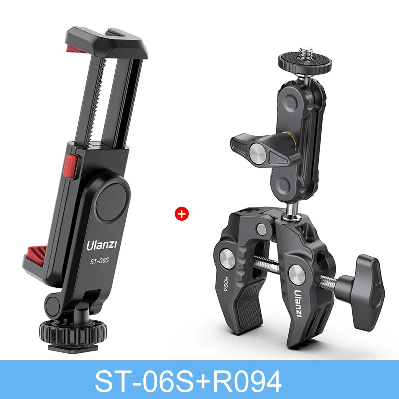 Ulanzi ST-06S Vertical Shooting Phone Mount Holder DSLR Camera Monitor Mount Tripod Mount Clamp for Smartphone Video Vlog