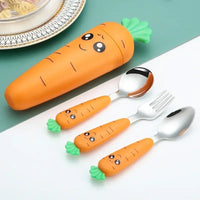 Kit de Talheres Infantil Cenoura com Garfo e Colher