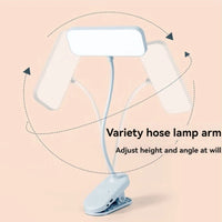 LED Clip-On Desk Lamp With Eye Care,360° Flexible,USB Rechargeable & Plug-in Dimmable LED Night Desk Lamp for Bedroom Study Read