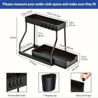 Space Saving 2 Tier Under Sink Organizer Pull Out Durable Storage Box For Kitchen Bathroom Large Capacity Drawer Organizer