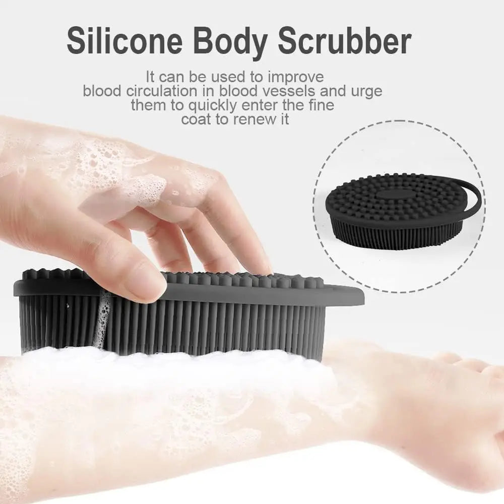 Exfoliating Sponge Dead Body Scrubber Skin Head Washing Brush Comb Silicone Bristle Bath Brush Scalp Massager Bath Tool Hygienic