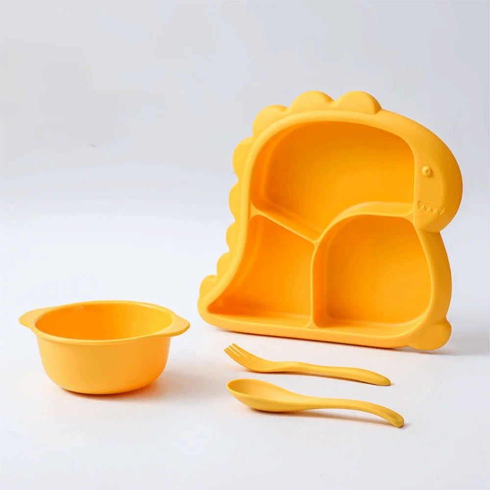 Kit de Alimentação Infantil Dinossauro com Prato, Tigela e Talheres