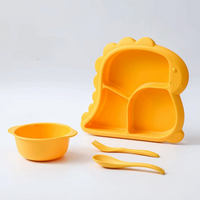 Kit de Alimentação Infantil Dinossauro com Prato, Tigela e Talheres